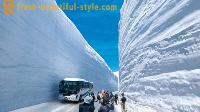 Fantastisk sne korridor i Japan