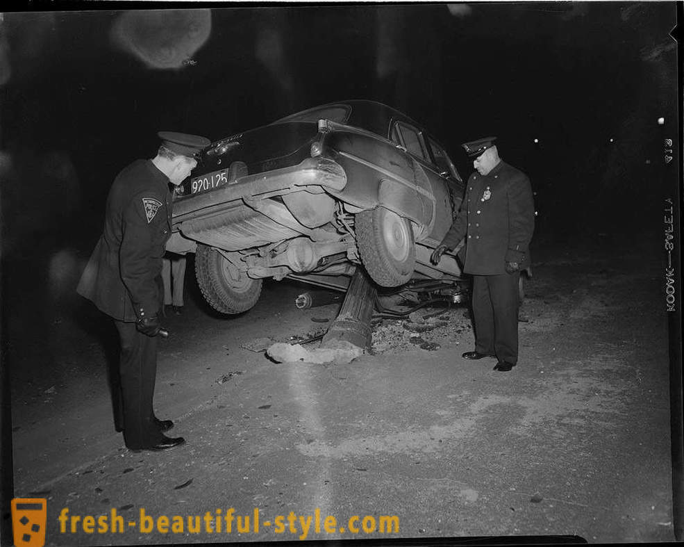 Foto samling af ulykker på vejene i Amerika i årene 1930-1950