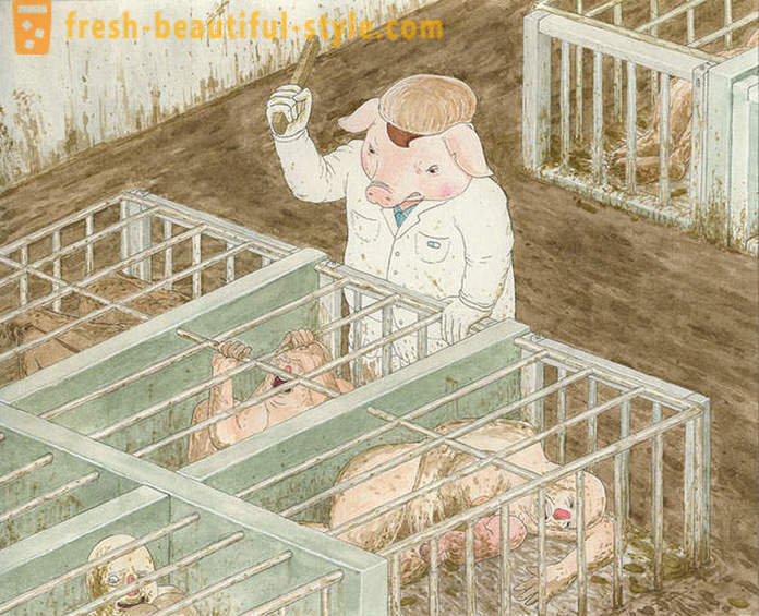 Illustrationerne, hvor mennesker og dyr bliver byttet