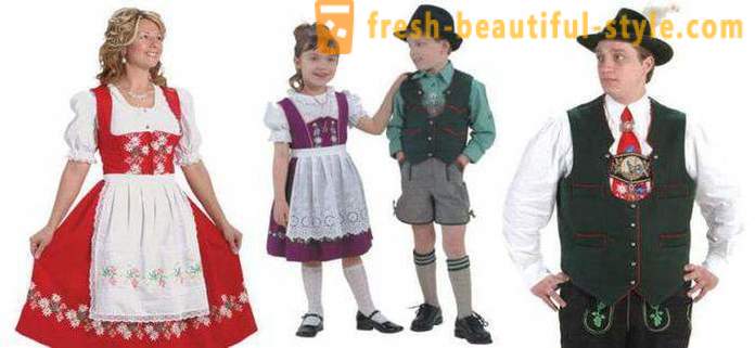 Tyske nationaldragter til kvinder, mænd og børn. Etniske tøj